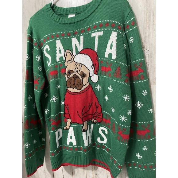 Holiday Time XXL (18) Ugly Christmas Sweater Merry Santa Paws Dog - Picture 2 of 9